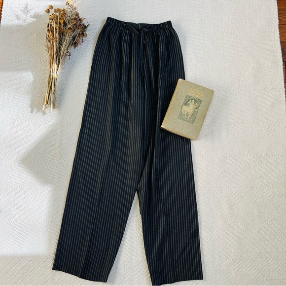 Vintage 90s High Waisted Straight Leg Elastic Waist Trousers - Picture 2 of 5